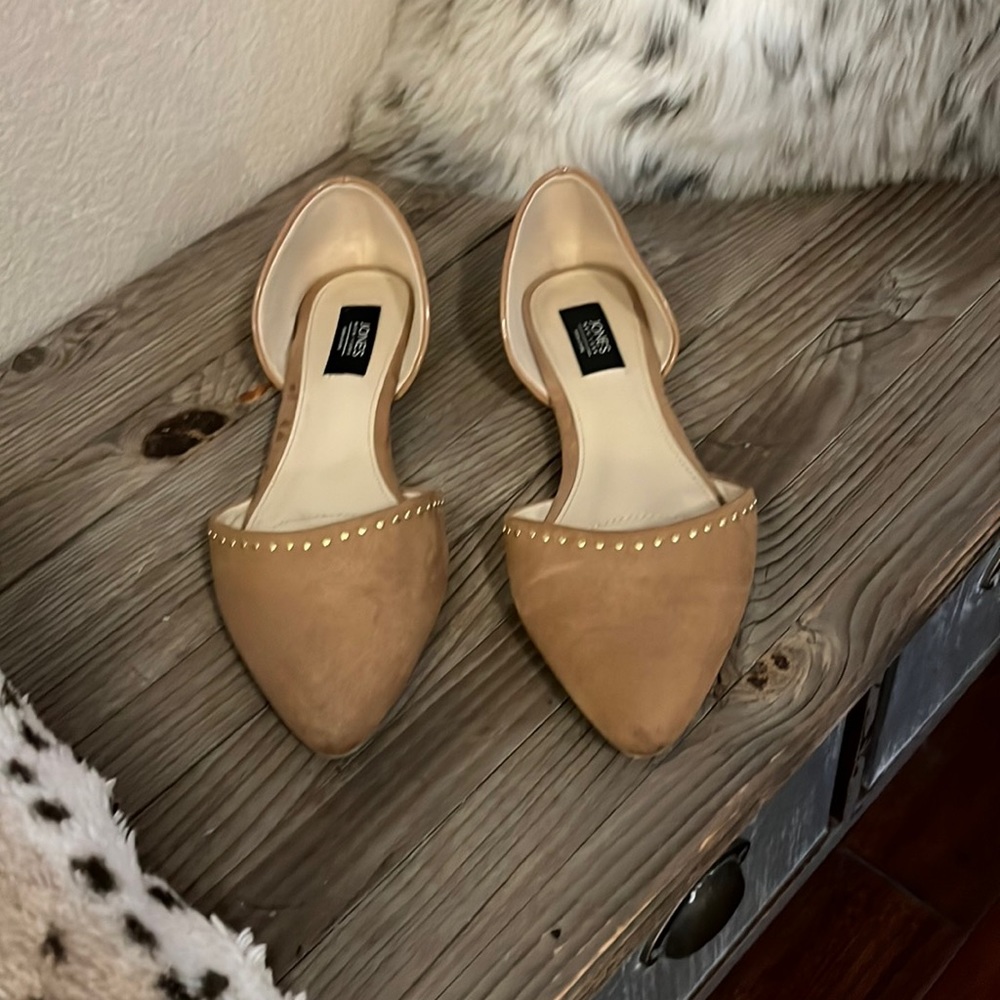 Jones New York Signature Seneca Faux Suede Patent Leather Studded Pointy Flats 7